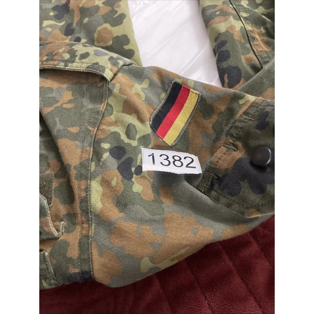 German Bundeswehr Flecktarn Camo Shirt Zip And Snap Closer‎ Long Sleeve Unisex
